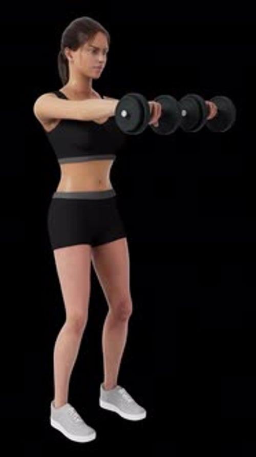 Female Doing Dumbbell Front Raises Animation