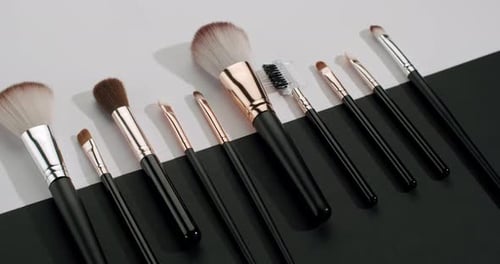 Professional Cosmetic Makeup Brushes Set Laying Down
