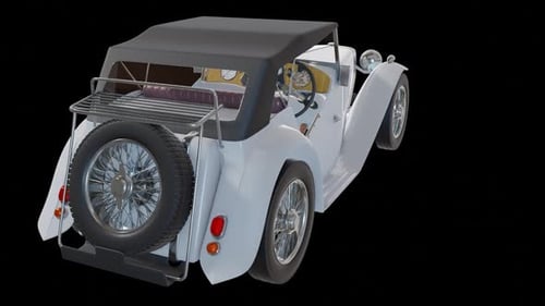 White Retro Car Rear View 2