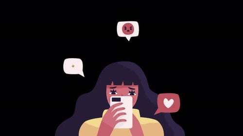 A Girl Addicted to Social Media Alpha Channel 4K
