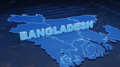 Modern Digital Map Country Name Reveal with Grid Interface