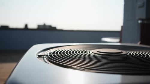 Two Home HVAC Air Conditioner System Close Up Shot Day Time