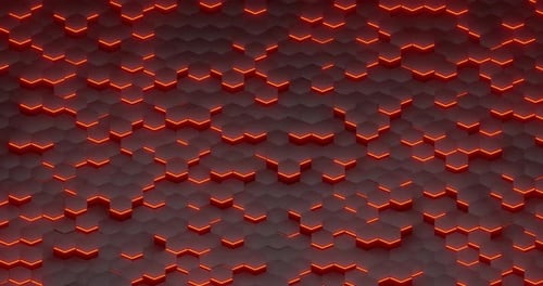 Abstrakter sechseckiger Sci-Fi-Hintergrund mit roten Lichtern