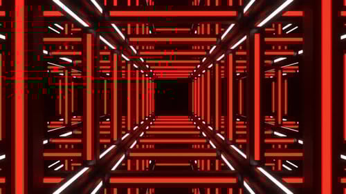 Red And White Movement Through Neon Frame Background Vj Loop In 4K