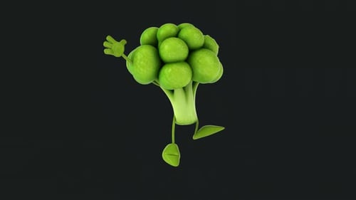 Fun 3D cartoon broccoli (with alpha channel)
