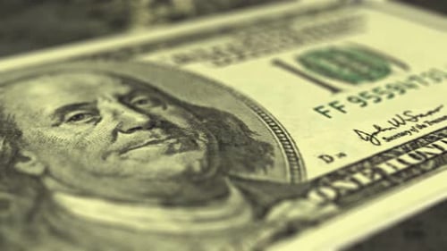 Smooth Camera Pan Across US 100 Dollar Bill