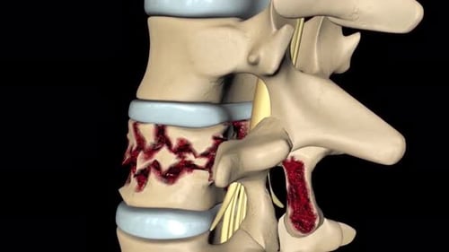 Spinal Vertebrae Conditions: Fracture, Healthy, and Osteophytes Animation