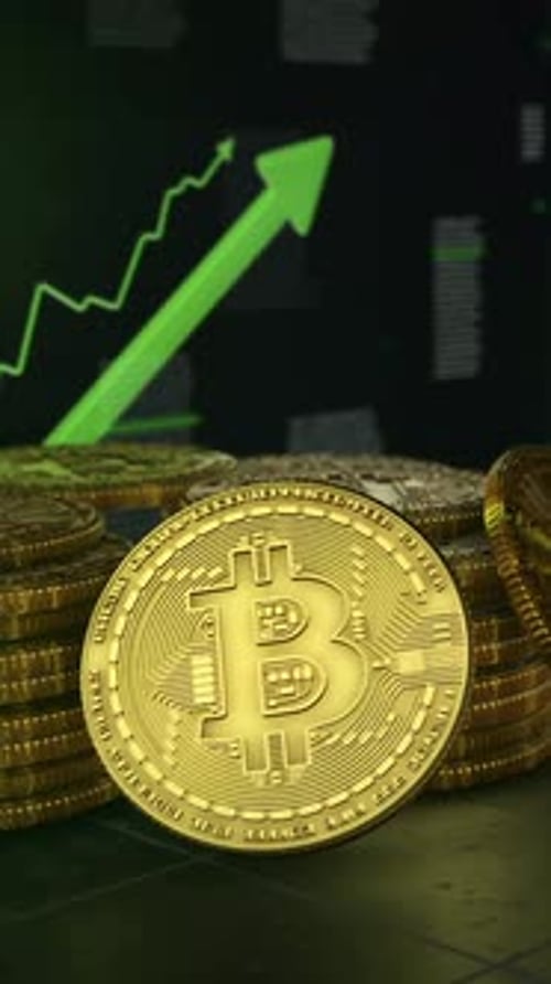 Bitcoin Cryptocurrency Market Growth Vertical Finance Animation