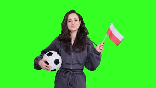 Una mujer que aplaude el campeonato de fútbol de Polonia en Chroma Key