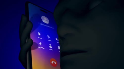 Modern Smartphone Call Interface with Hand Animation