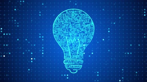 Digital Technology Idea Lightbulb Animation with Circuit Board