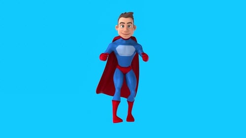Fun cartoon superhero with thumbs up and down (with alpha channel included)