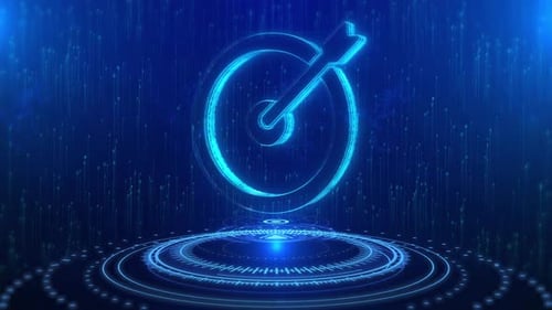 Futuristic Neon Target with Arrow Icon Animation