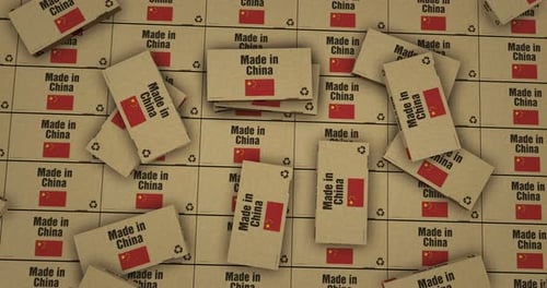 Animated Made in China Product Labels Boxes Background