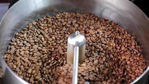 Roasting Coffee Beans in an Industrial Machine