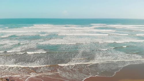Smooth Waves Crashing On Sandy Beach, Stunning Turquoise Water