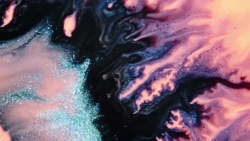 Swirling Abstract Liquid with Pink, Blue, and Glitter