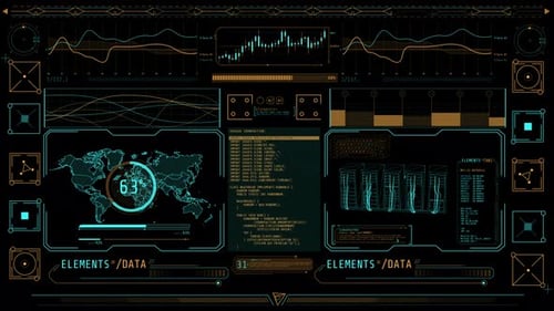 Hightech-Display für die Arbeit mit Datenübertragung und Speicherung