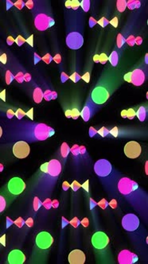 Formes coniques irisées verticales avec rayons lumineux