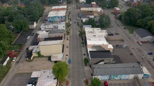 4K Aerial Leslie Michigan Pull Back and Reveal