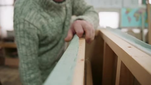 Close Up of Furniture Construction with Staple Gun