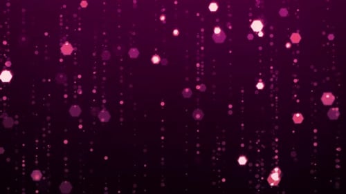 Partículas brillantes de purpurina púrpura que caen en un movimiento suave y brillante