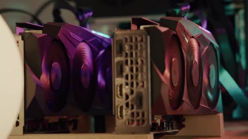 Close Up of of a GPU mining a digital crypto asset. Digital currencys are the next big innovation fo