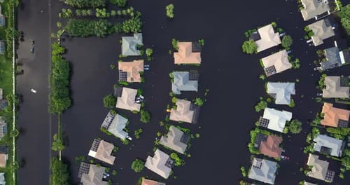 Hurricane Milton Flooded Homes in Sarasota Florida Aftermath of Natural Disaster
