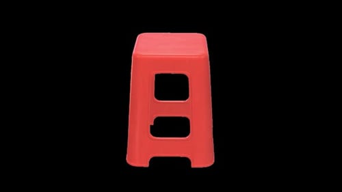 Red Plastic Stool for Home and Garden