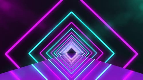 Futuristic Neon Tunnel with Purple Lights
