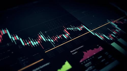 Abstract Financial Data Visualization with Candlestick and Bar Charts