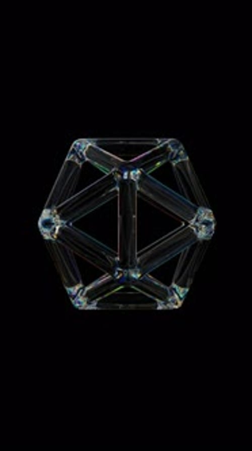 Abstract Prismatic Crystal Geometric Shape Rotation
