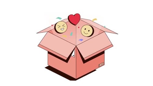 Animated Gift Box with Heart Confetti Celebration