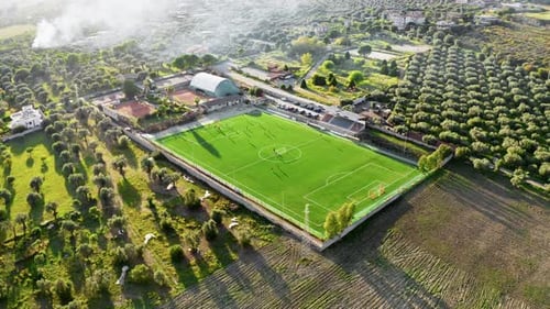 Football Arena at Sunset Light