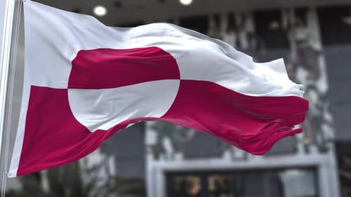 Greenland National Flag Waving in Wind Loop