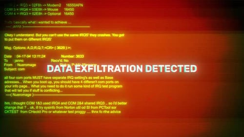 Data Exfiltration Detected On Hacking & Error Message Digital Screen Message On Computer Screens