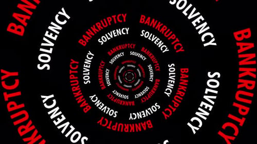 Tunnel infini de mots sur la faillite et la solvabilité en boucle sur fond noir