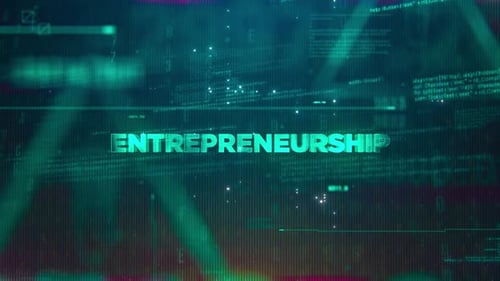 Palabra de emprendimiento sobre un trasfondo futurista de alta tecnología