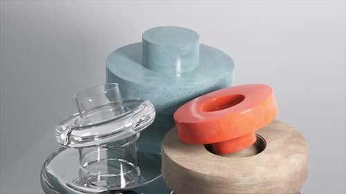 3D Geometric Shapes Stacking Animation With Varied Materials