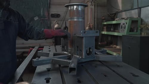 Prefabricated steel structure in factory workshop