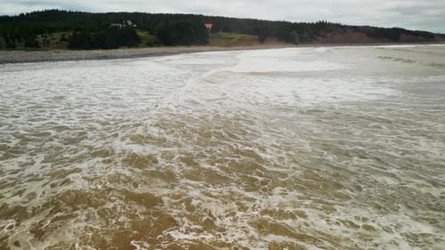 Aerial View Storm and Waves in the Open Ocean Rembow Beach Nova Scotia Canada