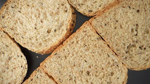 Delicious Whole Wheat Bread Slices, Overhead Shot