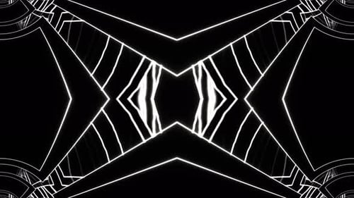 White Neon Abstract Endless Moving On Circle Kaleidoscope Background Vj Loop In 4K