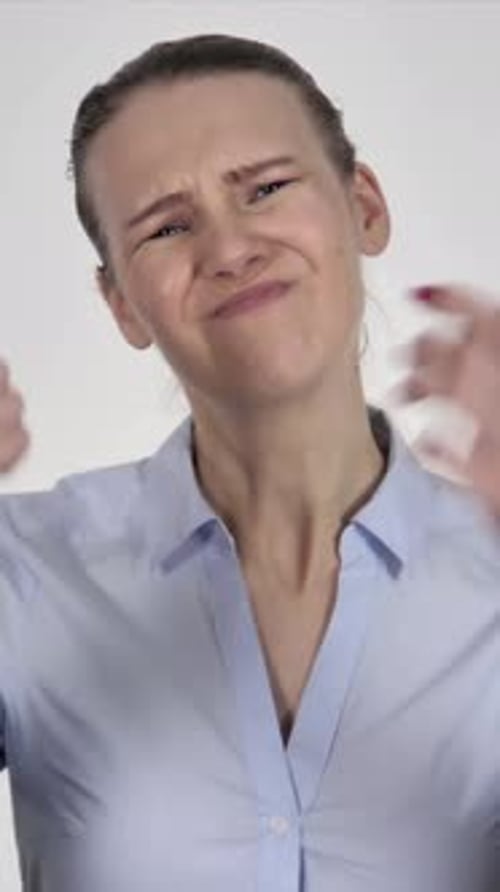 Young Businesswoman Reacting to Failure and Problem, Vertical Video