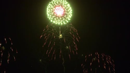 Brilliant Fireworks Exploding in the Night Sky