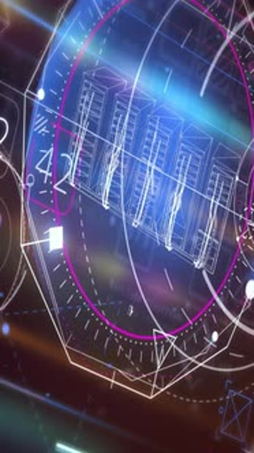 Futuristic Digital Interface HUD Display with Abstract Data Animation