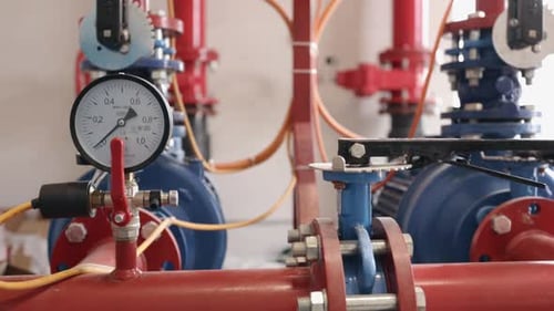 Industrial Pipes Gauges Valves in Factory