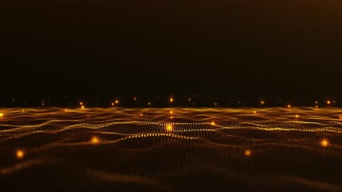 4K 60FPS seamless loop with glowing golden particle waves