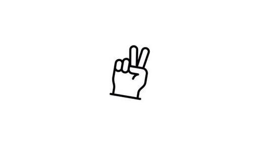 Animated Line Art Hand Gesture Peace Sign Reveal