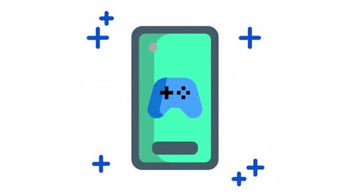 Flat Design Mobile Phone Gaming App Icon Animation